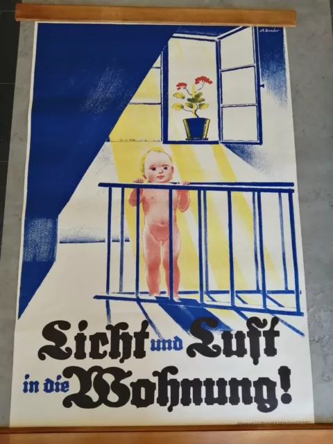 Original Deutsches Hygiene Museum Poster, Baby Preparing 1957 Year