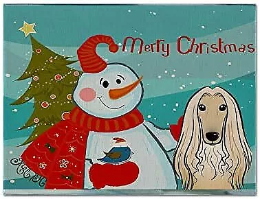 Treasures BB1864PLMT Snowman with Afghan Hound Fabric Placemat Washable Placemat