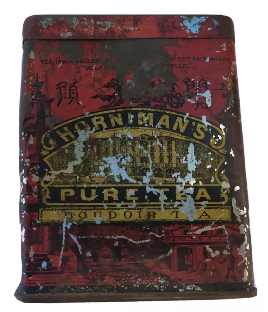 ANTIGUA CAJA DE LATA PURE TEA - TE HORNIMAN'S  BOUDOIR TEA  101x81x49mm