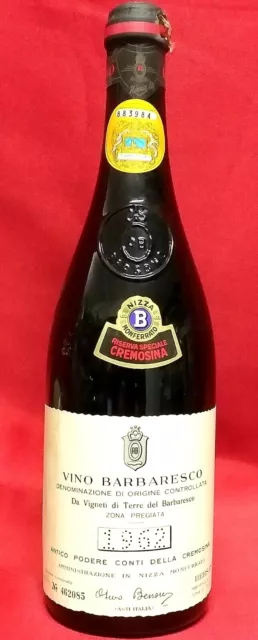 Vini AB BERSANO Riserva speciale Cremosina vino BARBARESCO 1962