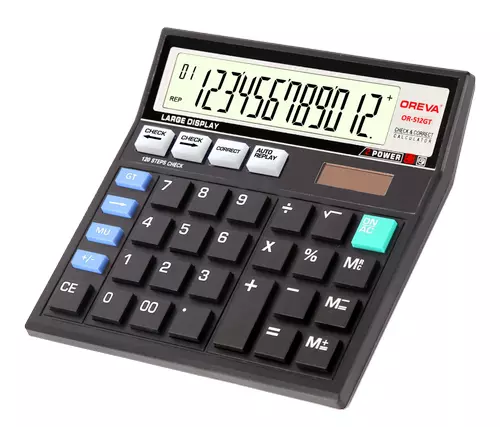 12 Digits Display Desktop Calculator, Dual Power   Business Office Black