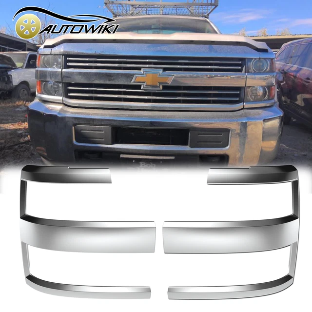 PAIR CHROME HEADLIGHT Trim Bezel For 20152019 Chevy Silverado 2500 HD