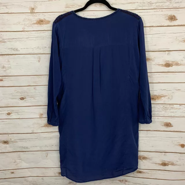 MADEWELL ROBE BRODÉE bleue moyenne à manches longues 100 % soie ...