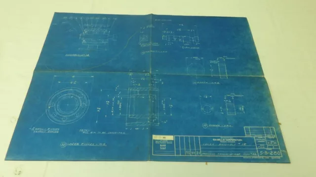 Antique Blueprint Industrial Art Detroit Automotive Ex-Cello Corp 1939 24"x18"