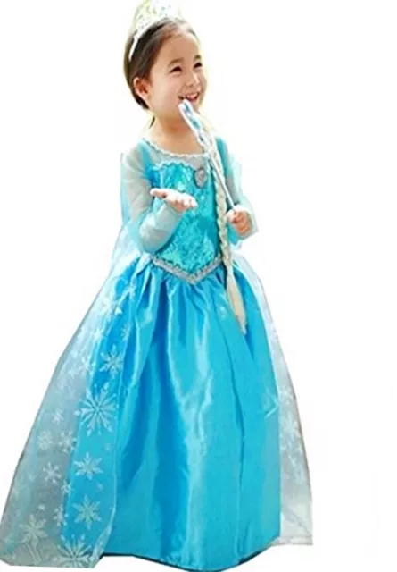 Kinder Kostüm Eiskönigin Prinzessin Elsa Anna Kleid Verkleidung 2-8 Jahre 2
