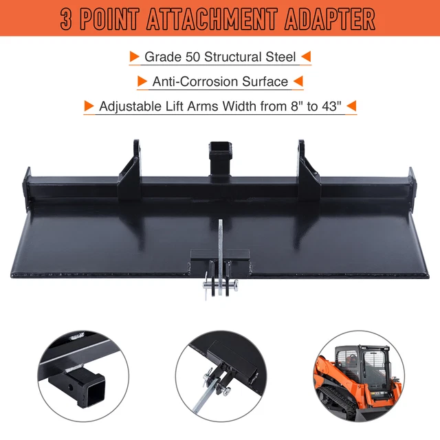 Skidsteer 3 Point Attachment Adapter Skid Steer Trailer Hitch Fron Loader Case