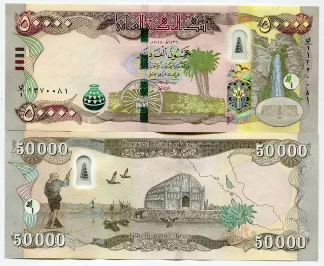 100,000 New Iraqi Dinar - 2020 - 2 x 50,000 IQD - 1/10 Million in Iraq Money