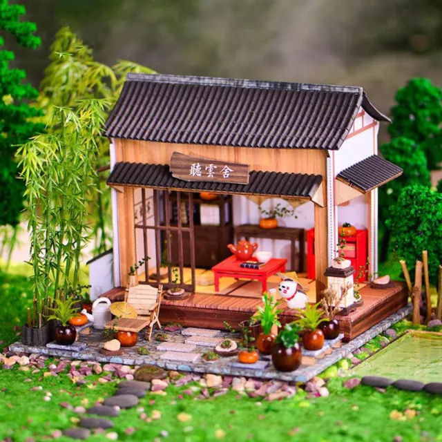 Chinese Style Doll House Miniature Dollhouse Model DIY Kit for Kids Crafts