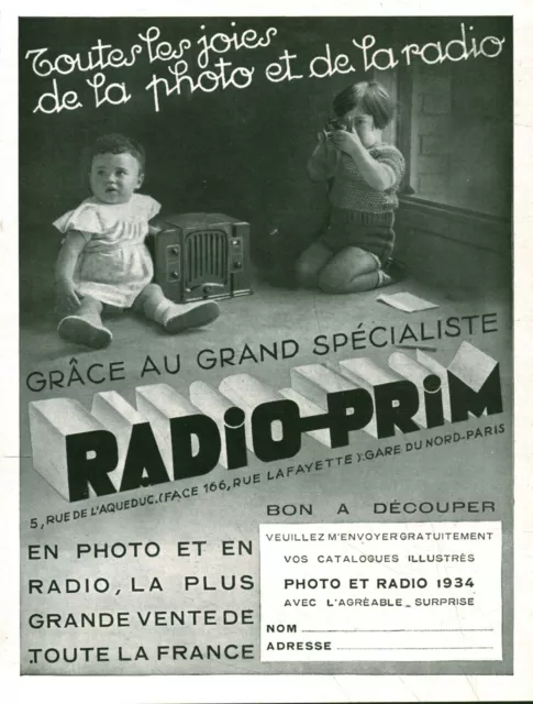 Publicité ancienne radio-Prim 1934 issue  de magazine