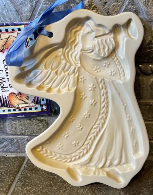 Brown Bag Cookie Art 1995 Angel Gabriel Stoneware Cookie Mold With Booklet-5821