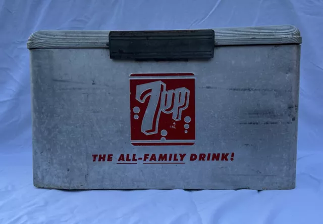 Vintage 1960’s Cronstroms 7up The All Family Drink Embossed Metal Cooler