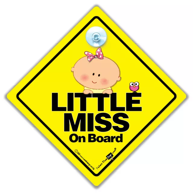 Letrero de automóvil Little Miss a bordo, letrero de bebé a bordo, letrero de ventosa