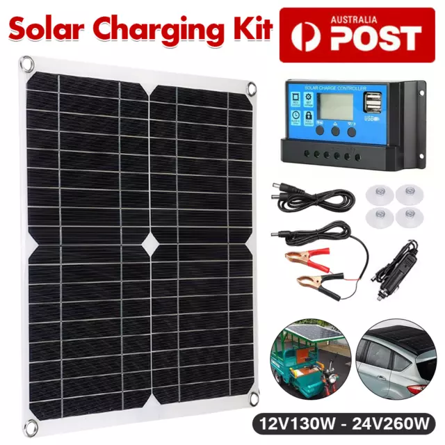 100W Solar Panel Kit 12V Generator Camping Power Battery Charger Mono Regulator