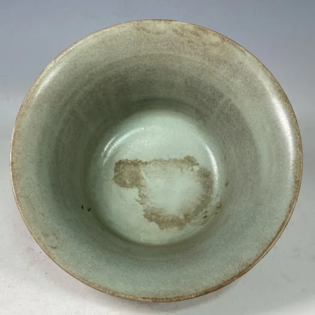 7.6" old antique song dynasty gugong mark guan kiln ru Porcelain three feet pot 2