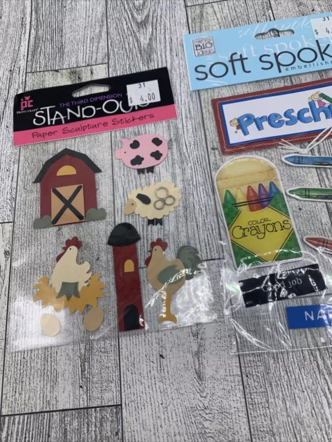 Scrapbooking Sticker Lot EK Success Jolee's Soft Spoken Stand-Out Farm Preschool