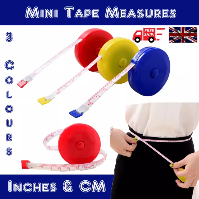 1.5mtr 60" Mini Pocket Retractable Tape Measure Ruler DIY Dieting Sewing Tailor