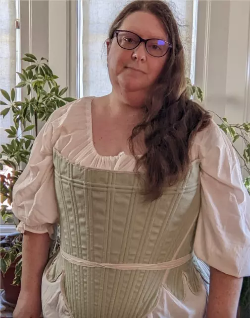 1750s–1770s 18th century green strapless corset (stays) SIZE 24 PLUS SIZE