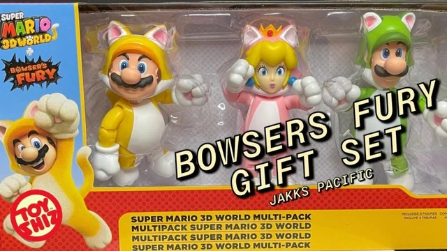 JAKKS SUPER MARIO 3D World Bowsers Fury 3-Pack 4IN CAT PEACH CAT MARIO ...