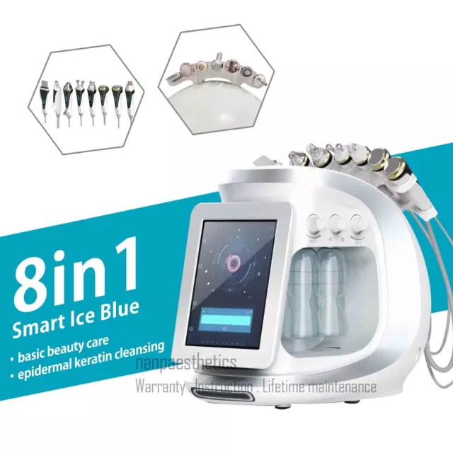 8 in 1 Hydra Face Lift RF Microcurrent Ice Cold Hammer Meso Facial Spa Machine