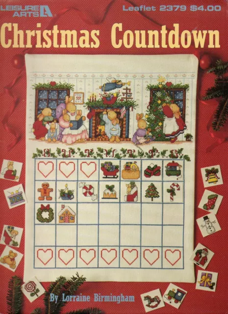 Leisure Arts Cross Stitch Leaflet #2379 'Christmas Countdown', Rare Bargain!