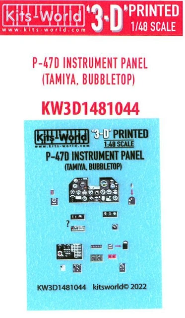 KITS WORLD DECALS 1/48 3D COCKPIT INSTRUMENT PANEL P-47 THUNDERBOLT ...