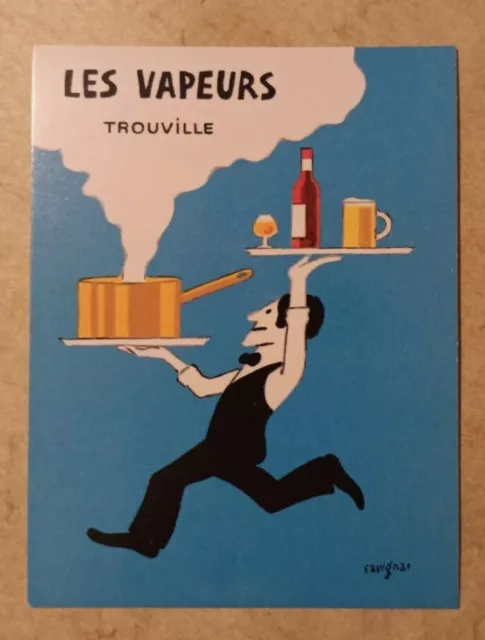 carte postale publicitaire Raymond SAVIGNAC 1988 Brasserie Les Vapeurs Trouville