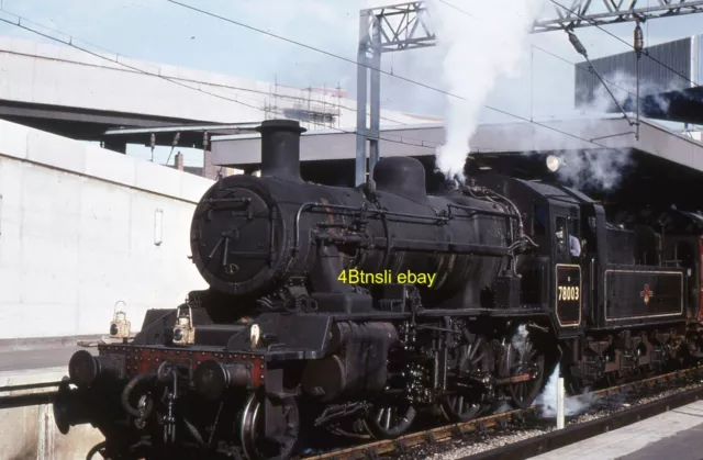 Duplicate 35mm slide BR Standard Class 2MT 2-6-0 78003 seen at Euston 1965