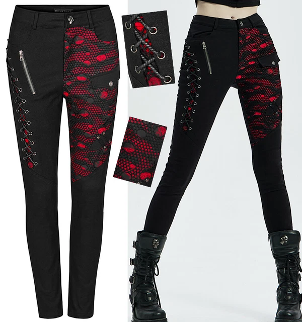 Pantalon résille déchiré gothique punk lolita rock métal laçage zip PunkRave R