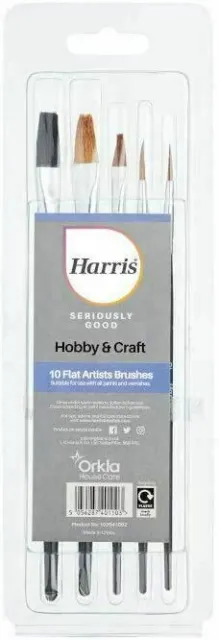 Harris 10 Artists Paint Brushes Set Fine Paintwork Craft Hobbies Model Airfix