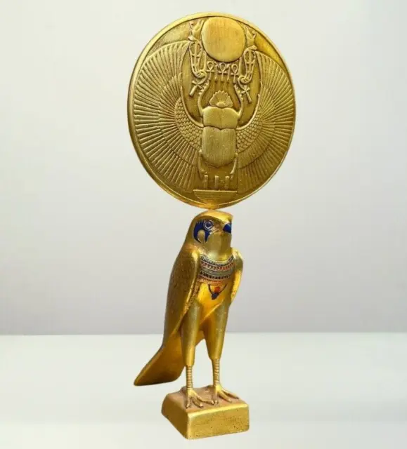 UNIQUE ANCIENT EGYPTIAN ANTIQUES Golden Statue Of God Horus as Falcon Bird BC