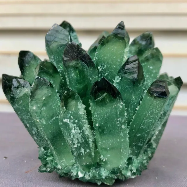 471g  New Find Green Phantom Quartz Crystal Cluster Mineral Specimen Healing