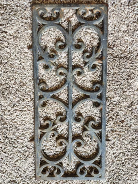 Antique Cast Iron Floor Vent Grate - 13 1/2in x 5 1/2in