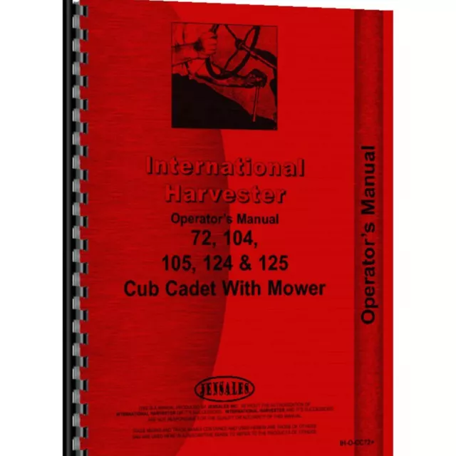 Tractor Operator Manual Fits International Harvester Fits Cub Cadet 105 Tractor