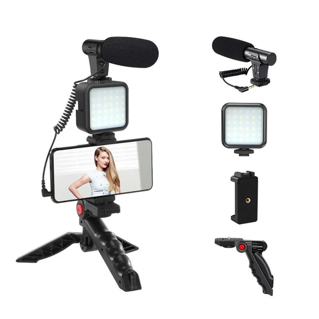 Professional video Microphone kit with Tripod Stand and LED Light~