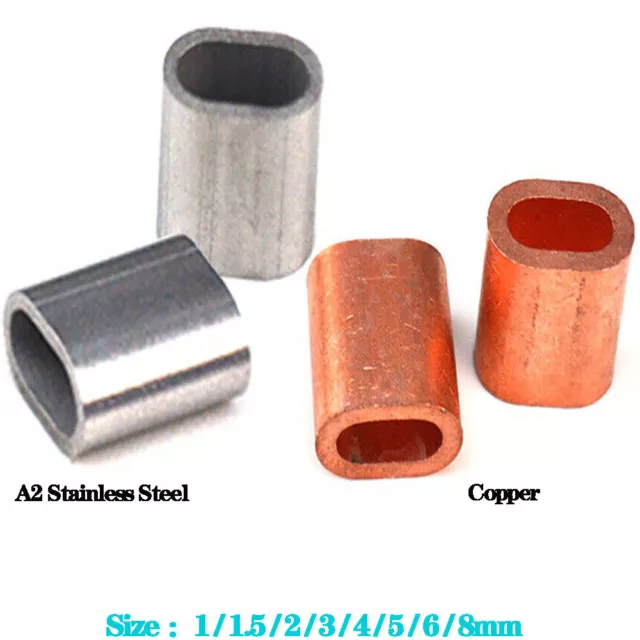 M1~M8 Wire Rope Ferrules Cable Crimps Sleeve Stainless Steel/Copper Crimp Clamp
