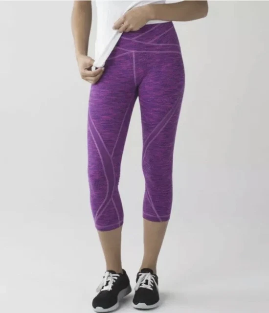 Lululemon Leggings Free Flow Crop Diamond Jacquard Space Dye Women’s Size 6 EUC