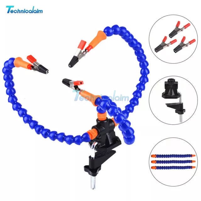 Solder Helping Hands Soldering Third Hand Tool with 3 Flexible Arms Clamp Swivel