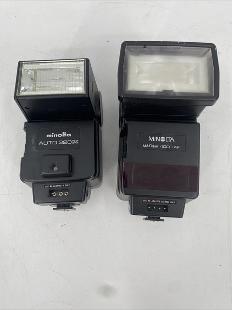 Lot of 2 Minolta Maxxum 4000 AF Flash & Minolta Auto 320x AS-IS EB-10937