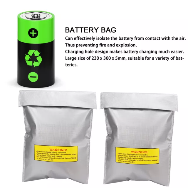 2Pcs Lipo Battery Safe Bag Safety Storage Fire Retardant Explosion Proof Xat