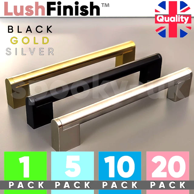 BOSS BAR KITCHEN Cupboard Door Handle Black and Stainless Steel