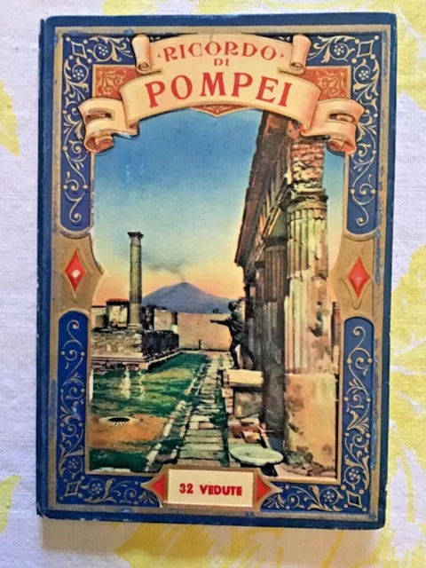 Ricordo Di Pompei ITALY Book of 32 Color Photos -  Post Card Sized 1920s-1930s