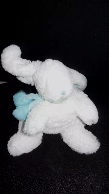 DOUDOU ET COMPAGNIE peluche lapin blanc vert d'eau Pompon Amande 25cm