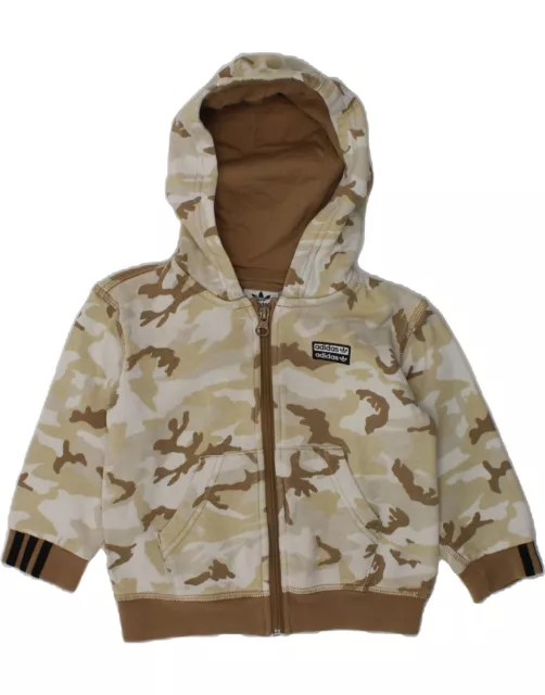 ADIDAS Baby Boys Graphic Zip Hoodie Sweater 12-18 Months Beige Camouflage AQ06