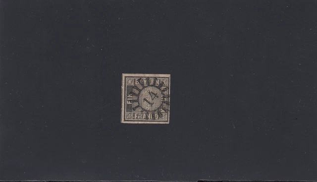 MiNr. 1 II a Platte 2, Mühlradstempel 14 (Aschaffenburg), farbrisch BPP Signatur