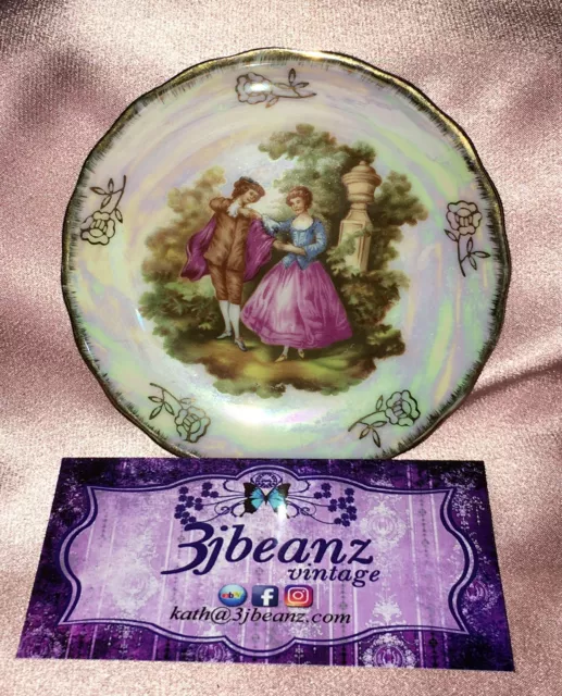 Estate Collectable ~ Small Gold Rim Lustre Edwardian Couple Plate Vintage Japan