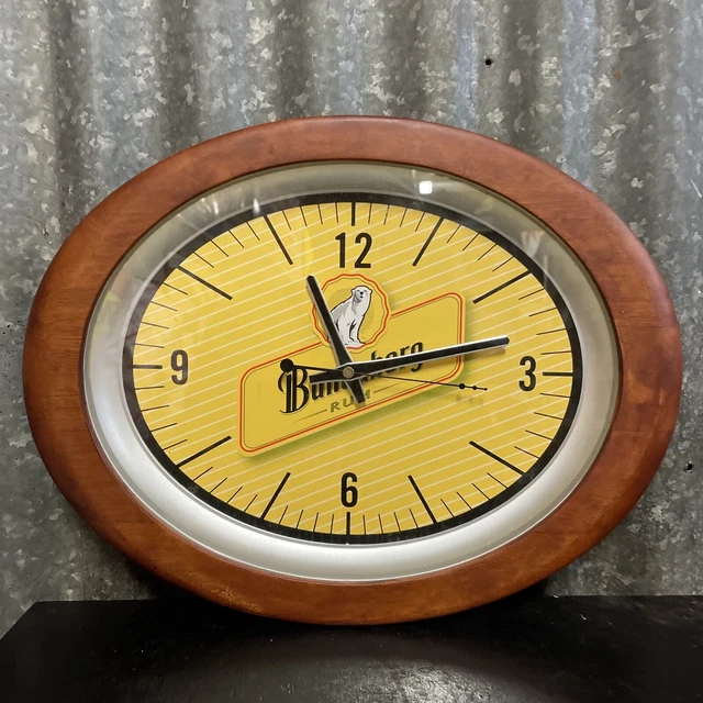 Bundaberg Rum Timber Frame Oval Wall Clock Bundy Vgc Working Like New 42Cm Wide