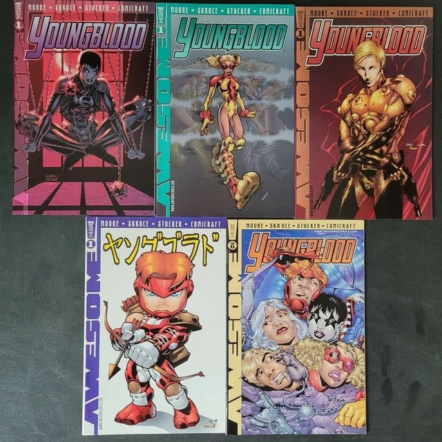 Alan Moore's Youngblood Lot Of 8 Issues (1998) Awesome Comics Bonus #1 Gold!