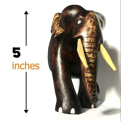 Wooden hand painted elephant head face wall art mounting hanging statue carving