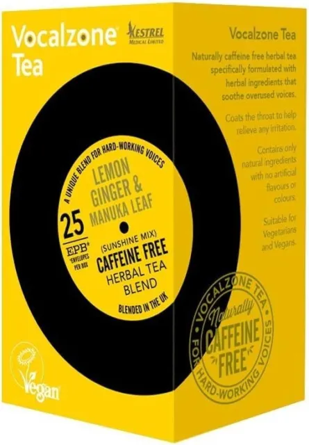 Vocalzone Tea for Throat & Voice Care â€“ Lemon Ginger & Manuka Leaf. Caffeine &