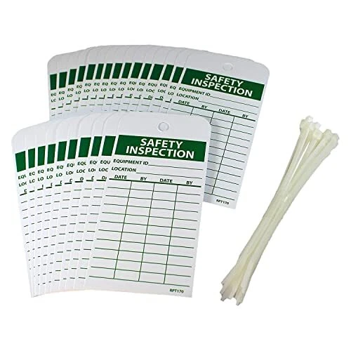 Inspection Record Tag with Ties, 25-Pack, Double-Sided, 3" x 6" Unrippable
